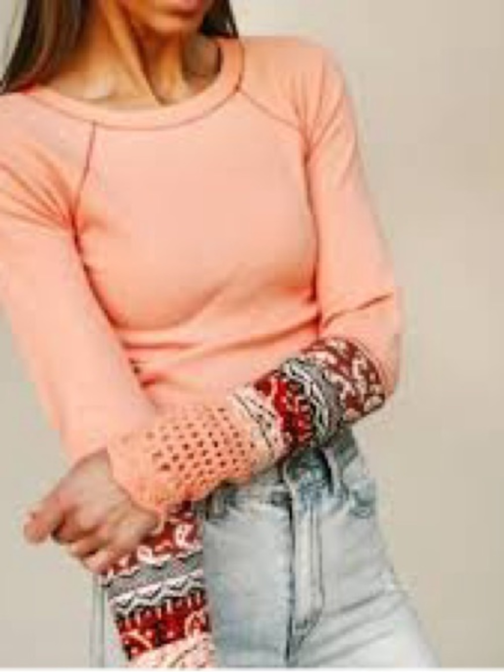 Free People in the Mix Cuff Thermal Top size Large $78